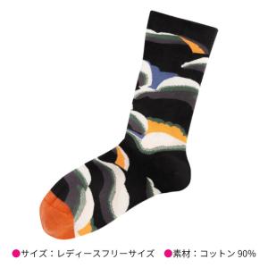 レディース ソックス ブラック 柄 レディース...の詳細画像1