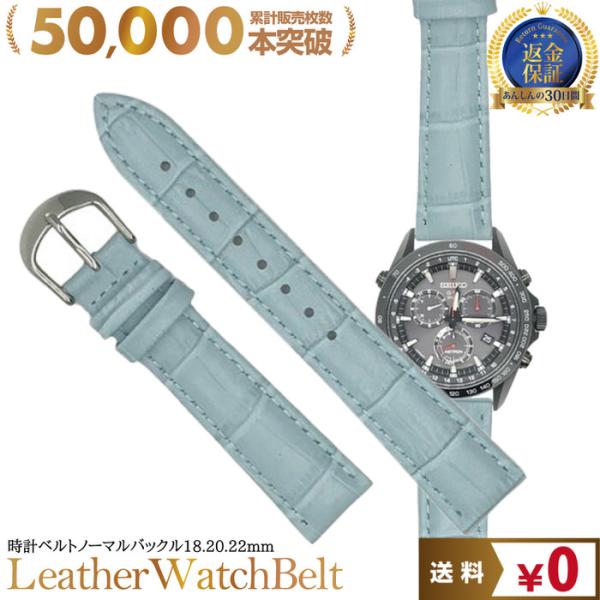 腕時計替えバンド ベビーブルー 22mm 替えベルト メンテナンス