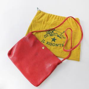 イルビゾンテ IL BISONTE レザー フラットポシェット/レッド 鞄【2400013644525】｜tresorstore
