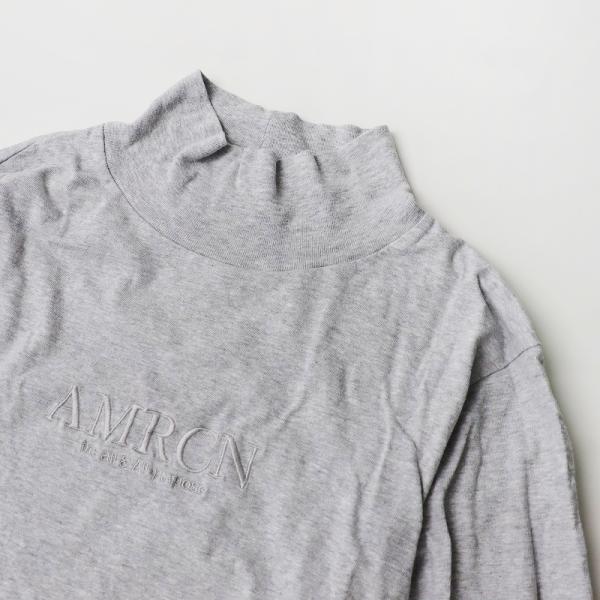 アメリカーナ Americana AMRCN ロゴ刺繍 ハイネックカットソー/グレー コットン Tシ...