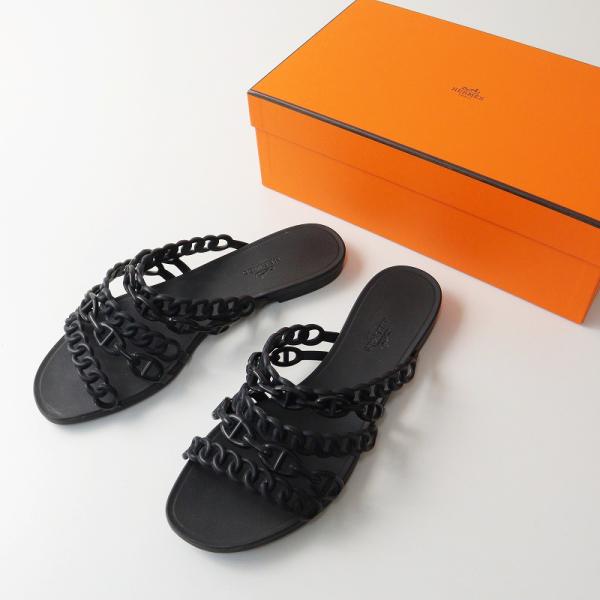 エルメス HERMES Rivage リヴァージュ 5連 シェーヌダンクル ラバー フラットサンダル...