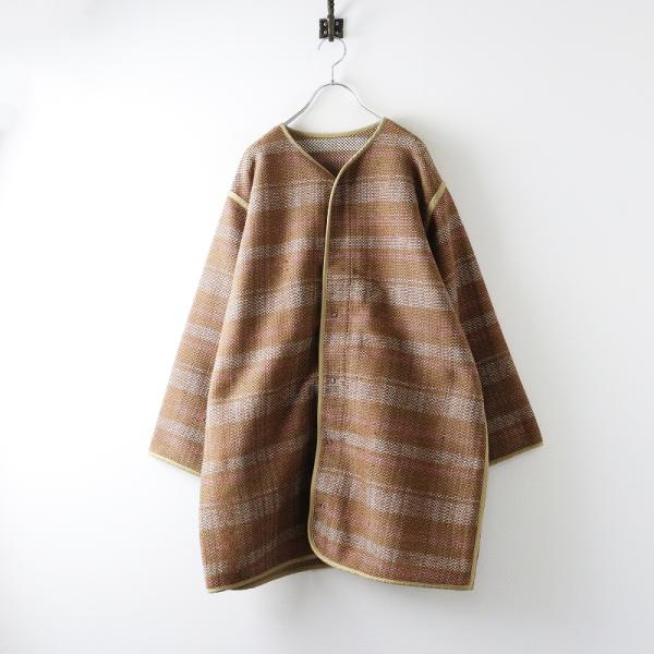ピルグリム サーフ+サプライ Pilgrim Surf+Supply チェックニットノーカラーコート...