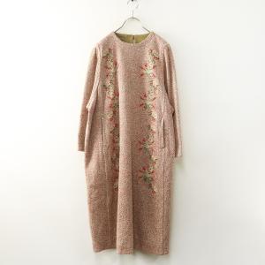美品 定価15万 フォーティファイブアール 45R ニコミコツイードのお花Aスモック ｜レッド ワンピース ドレス【2400014809381】