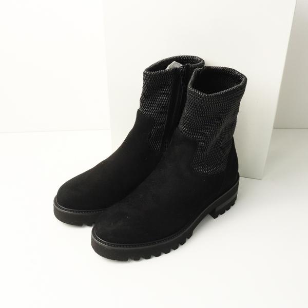 美品 ルカグロッシ Luca Grossi メッシュコンビ ショート ブーツ 37｜ブラック シュー...