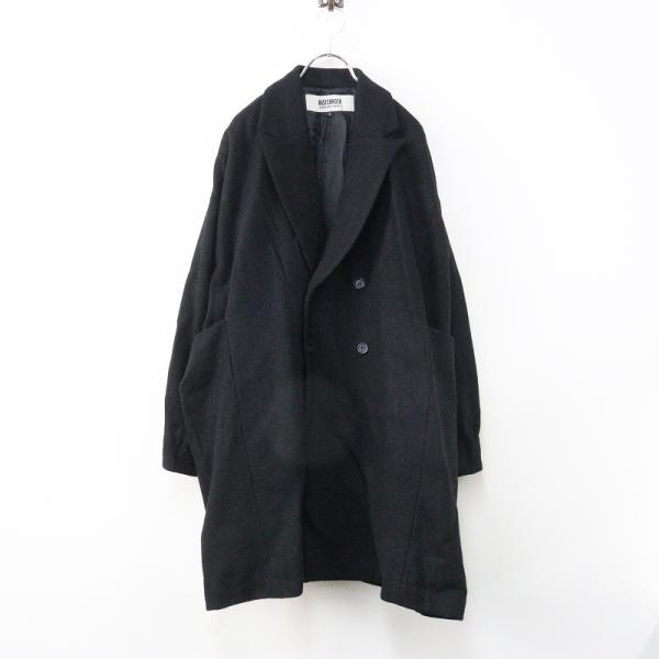 美品 バージスブルック BASISBROEK ウールダブルブレストコート 1＼ブラック オーバーサイ...