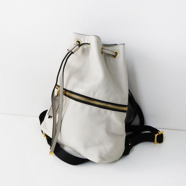 【期間限定価格】マルニ MARNI レザー巾着バッグ＼ライトベージュ ブラック バイカラー リュック...