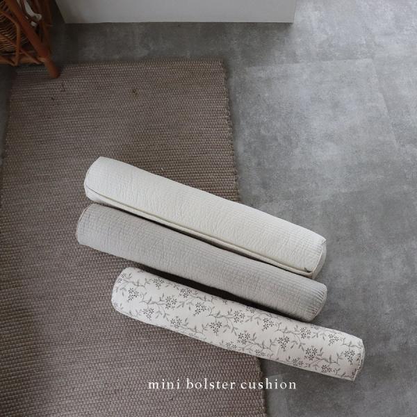 mini bolster cushion 無地・ビンテージフラワー（中綿付き）mini ボルスターク...