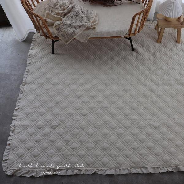 中綿増量 french frill quilt ibul　約180×180cm（フリル含まず）TRI...