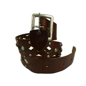 HTC エイチティーシー ダークブラウン レザーベルト 星柄 星座 PISCES