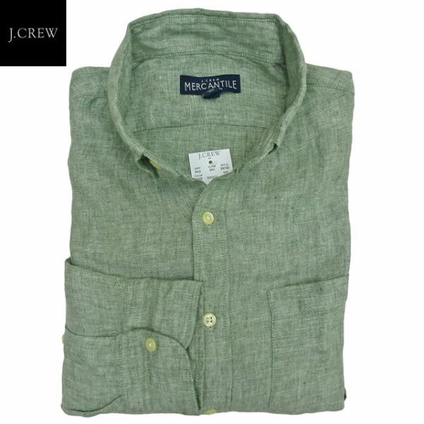 J.CREW ジェイクルー スリムフィット リネンシャツ ボタンダウン テレワーク 緑 Vineya...