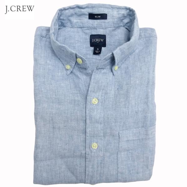 J.CREW ジェイクルー スリムフィット 半袖 コットンリネンシャツ ボタンダウン BD テレワー...