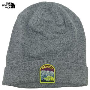 US企画 The North Face Embroidered Earthscape Beanie ノースフェイス ビーニー ニットキャップ ワサッチ山脈 刺繍ワッペン グレー【ゆうパケット対応】｜trickortreat