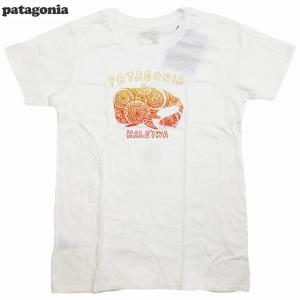 Women's Patagonia Illustrated Whale Cotton Tee Haleiwa パタゴニア クジラ 鯨 幸運 女性用 ロゴ Tシャツ 白 ハレイワ限定【ゆうパケット対応】｜trickortreat