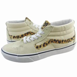 US企画 Vans Sk8-Mid バンズ スケートミッド レオパード アニマル ヒョウ柄 オフホワイト ベージュ スウェード キャンバス ミッドカット スニーカー