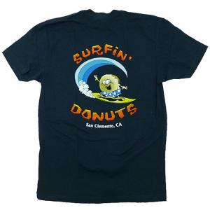 Surfin' Donuts Original Shop Tee サーフィン・ドーナツ オリジナルTシャツ 半袖 カリフォルニア限定 海外限定 紺【ゆうパケット対応】｜trickortreat