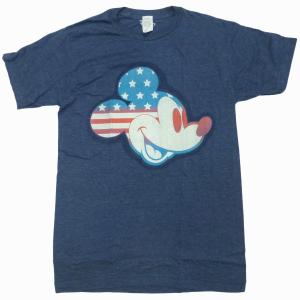 海外正規ライセンス Disney Mickey Americana Flag T-Shirt ミッキーマウス ディズニー 星条旗 USフラッグ ヴィンテージ Tシャツ 紺【ゆうパケット対応】｜trickortreat