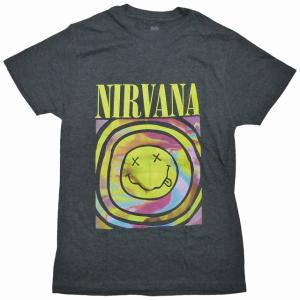 海外正規オフィシャル Women's Nirvana Smiley Graphic Tie-Dye Tee ニルヴァーナ Tシャツ タイダイ 半袖 カットソー 女性用 Black Heather【ゆうパケット対応】｜trickortreat