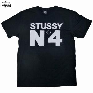 Stussy No.4 Tee ステューシー ロゴ ナンバーフォー 名作 定番 アーカイブ Tシャツ 半袖 ストリート スケート Black 黒【ゆうパケット対応】