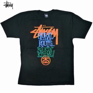 Stussy Global Roots Tee ステューシー ストックロゴ SSリンク ショーンフォント ロゴ 名作 Tシャツ ストリート スケート ブラック 黒【ゆうパケット対応】