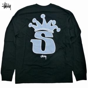 Stussy S Crown L/S Tee ロングスリーブ ステューシー 折れクラウン ストックロゴ 名作 定番 長袖 ロンT 黒 Black【ゆうパケット対応】｜trickortreat