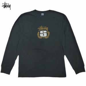 Stussy S Wreath Pig Dyed L/S Tee ロングスリーブ ステューシー リース 花輪 Sクラウン ピグメント加工 ロゴ 長袖Tシャツ ロンT 黒 Black 【ゆうパケット対応】