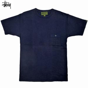 Used 00's Made in USA 20th Old Stussy Surplus Tee 00年 USA製 古着 オールド ステューシー サープラス ポケットTシャツ フェード 紺 S 【ゆうパケット対応】