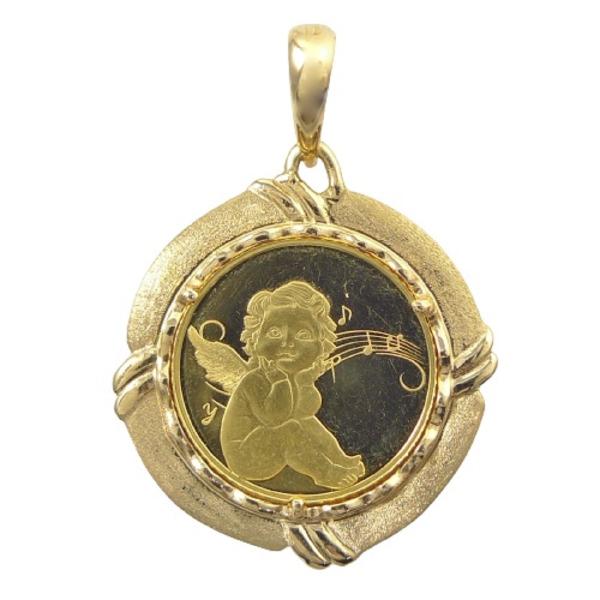 純金 k24 エンジェル コイン ペンダントトップ ソロモン 金貨 24金 1/25オンス 3.0g...