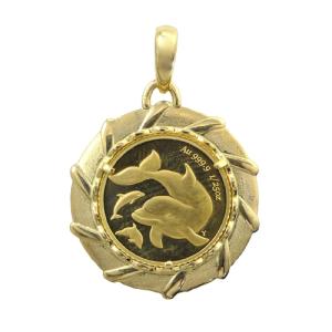 新品未使用9KGOLD金ドルフィンテイルイルカペンダントチャームペンダントトップ TRIDEA JEWELRY（トライディアジュエリー） 純金 k24 ドルフィン