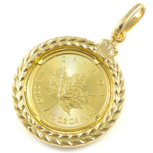 純金 k24 メープル コイン ペンダントトップ 金貨 24金 1/10オンス 受注生産1か月 5g...