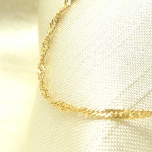 18K ソリッドゴールド 2mm カーブチェーンネックレス ロブスター