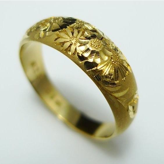 K18月形菊5g金マリッジリング結婚指輪TRK508 プレゼント ギフト