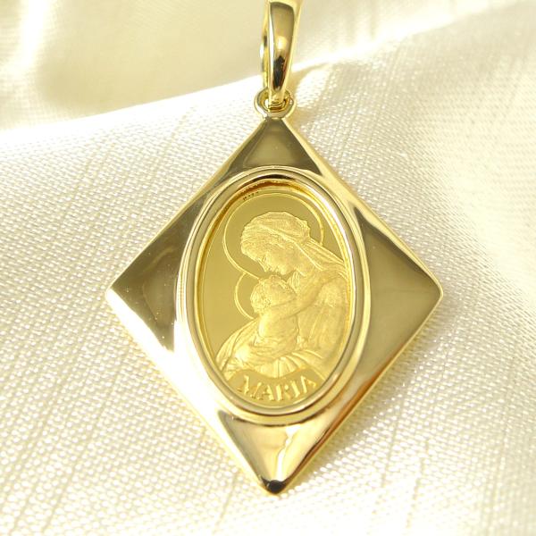 純金 マリア k24 コイン 聖母 1g ペンダント 3g K18 聖母子 ひし形 マリア様 マリア...