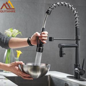 DIY 住宅設備 キッチン蛇口 水栓 キッチン シンクの水栓 蛇口 360°回転設計 ブラックブロンズ 引き出すとシャワーに デュアルスパウトシングル Blackend