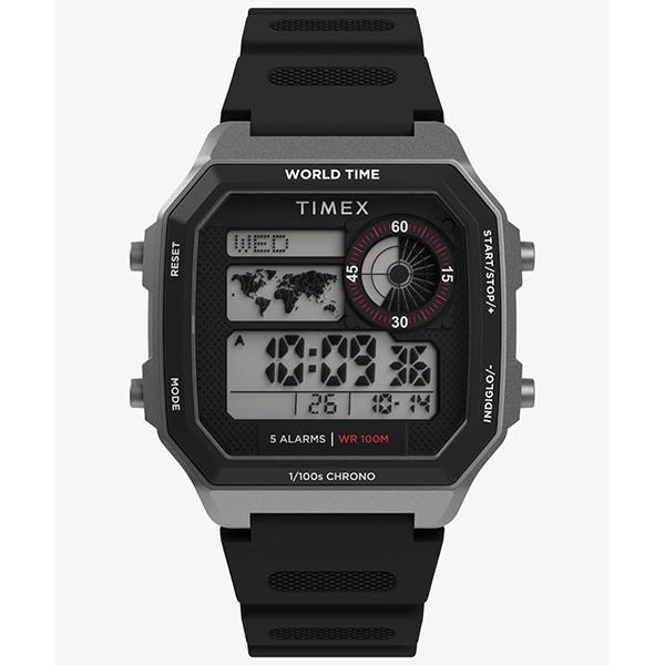 TIMEX タイメックス メインストリート デジタル ブラック ワールドタイム機能 インディグロナイ...