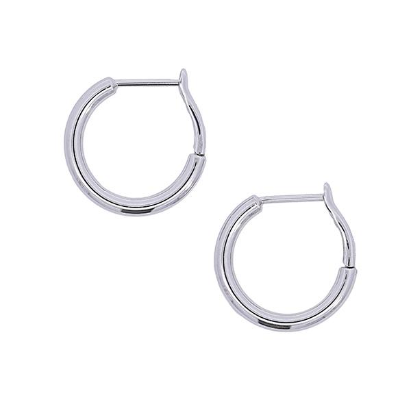 フープピアス 2mm-15mmサイズ K18WG リングピアス ホワイトゴールド k18 両耳用 フ...