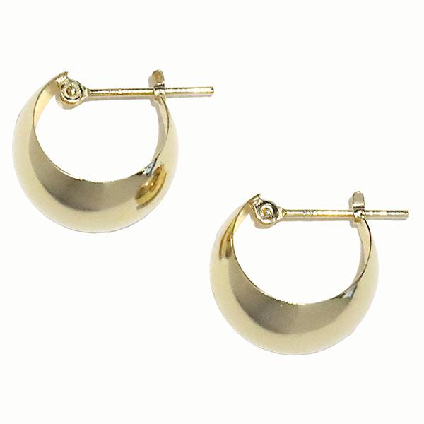 （km1013）10mm×13mm K18 ピアス K18 18金 18k ゴールド 月型甲丸 月甲...