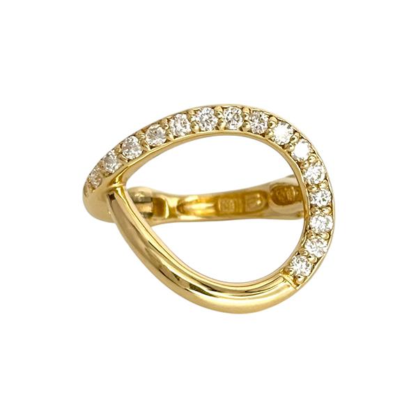 イヤーカフ 18金 イエローゴールド 大きめ ダイヤモンド 0.16ｃｔ イヤリング ピアリング K...