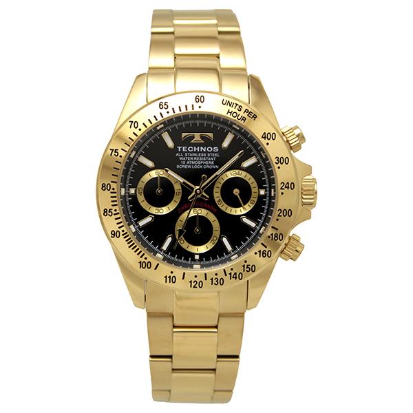 TECHNOS テクノス T4C01GB メンズ オールステンレス ゴールド ブラック文字盤 クォー...