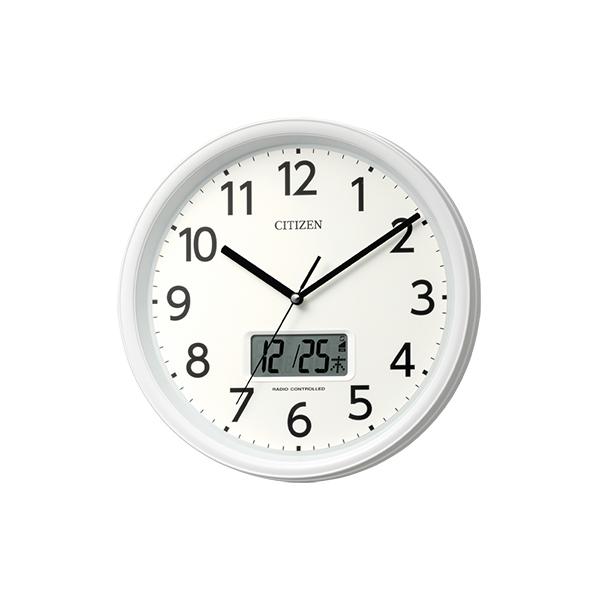 RHYTHM リズム CITIZEN シチズン 液晶表示付掛時計 電波時計 カレンダー表示 温湿度表...