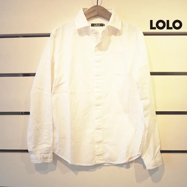 LOLO ロロ 定番 綿100％ 比翼 コットン シャツ 前開き ホワイト LS-89