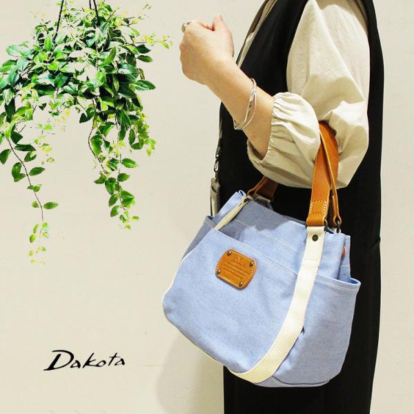 Dakota ダコタ 綿 コットン キャンバス 帆布 牛革 本革 レザー ピット ハンドバッグ ミニ...