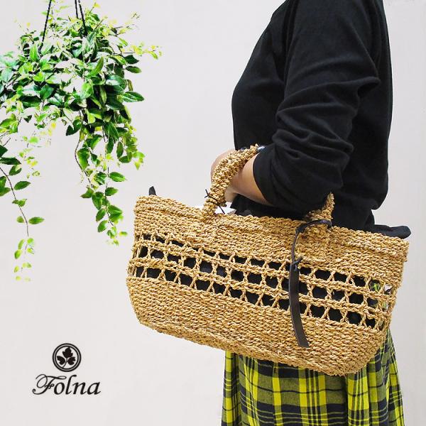 Folna フォルナ 天然素材 本革 レザー 牛革ハンドル メイズ カゴバッグ トートバッグ あずま...