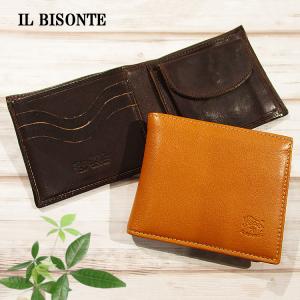 IL BISONTE イルビゾンテ 本革 牛革 レザー コンパクト スリム 二つ折り財布 ミニ ウォレット SBW007｜trinityandunity-hand