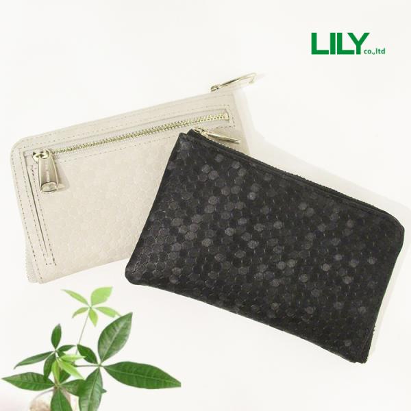 リリー LILY リアルマインド 本革 牛革 レザー エクラ ドット 水玉 六角形 スパンコール型押...