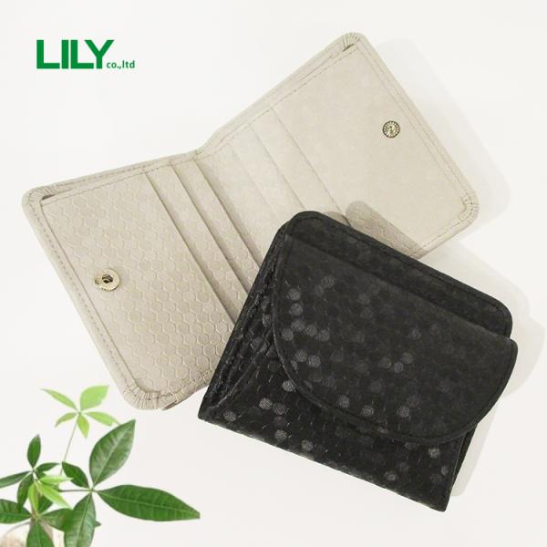 リリー LILY リアルマインド 本革 牛革 レザー エクラ ドット 水玉 六角形 スパンコール型押...