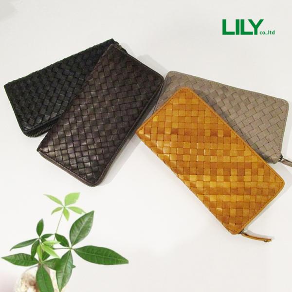 リリー LILY 馬革 本革 メッサーラ ポニー レザー メッシュ ラウンド ファスナー ロング ウ...