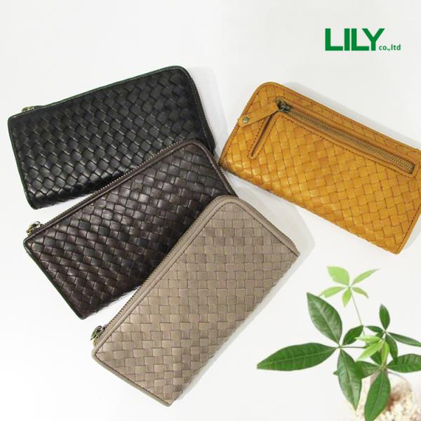 リリー LILY 馬革 本革 メッサーラ ポニー レザー メッシュ L字ファスナー ロング ウォレッ...