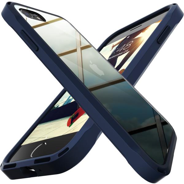 iPhone SE ケース 第3世代 第2世代 8 7 衝撃吸収 米軍MIL規格準拠 クリア ネイビ...