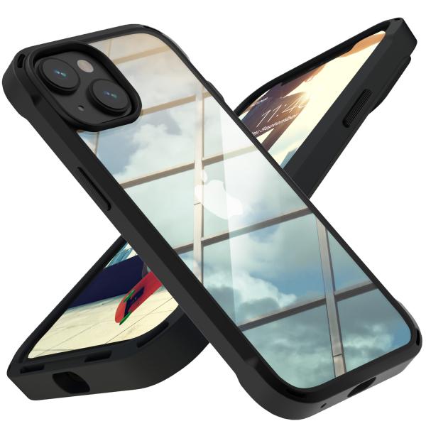 iPhone ケース  iPhone14  iPhone13 衝撃吸収 ハイブリッドケース ブラック...