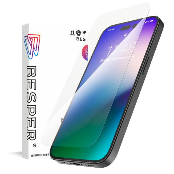 BESPER ベスパー iPhone 14 Pro フルクリア ゴリラガラス 高光沢 画面保護強化ガ...